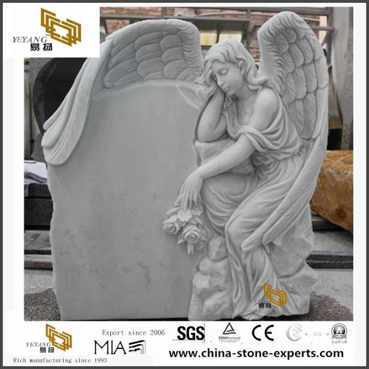 Memorial monumen pemakaman marmer dengan malaikat ukiran dari Cina monumen perusahaan