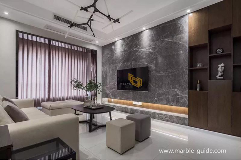 Grey marble background wall design idea