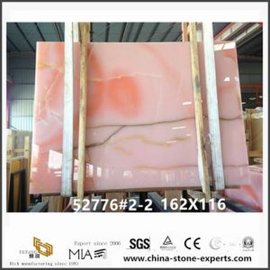 Kualitas Pink Onyx lempengan batu marmer untuk desain ubin Hotel