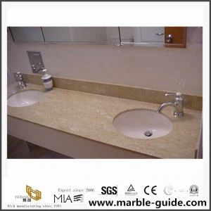 China Yellow Marble Bathroom Walling Tile / Vanity Tops