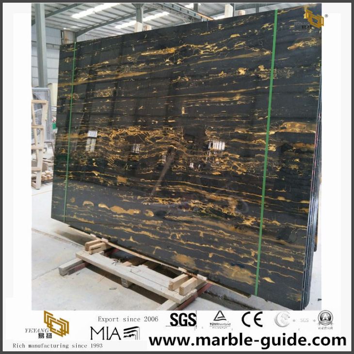 Luxury Black Portoro Marble Slabs