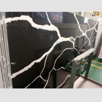 Lempengan kuarsa hitam calacatta