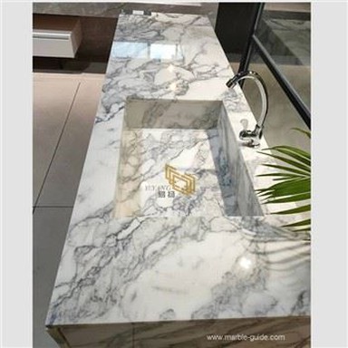 Meja Marmer Putih Arabescato Untuk Dapur Dan Kamar Mandi